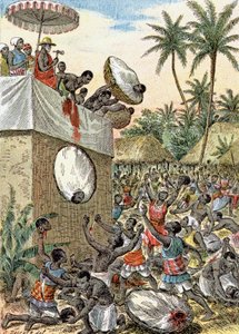 アフリカでの人身御供、1900年頃（イラスト）