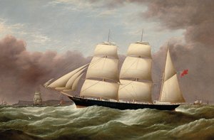 1860年、リバプールに向かう途中、スケリーズを離れたバークアルフレッドハーレイ 作： G. Dell