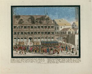 1789 年 7 月 21 日の日。1789 年 7 月 21 日のストラスブール市庁舎の襲撃、c. 1790年。 作： G. Devere