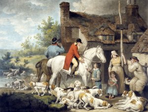 カントリー・エールハウスの外で、ウィリアム・ワードが彫刻したもの。 作： G. and Ward J. Morland