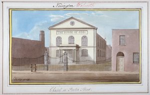 1825 年、ロンドン、サザーク、ペントン ストリートの礼拝堂の眺め 作： G Yates
