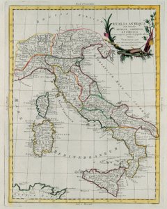 イタリアの政治地図、アントニオ・ザッタが1785年にヴェネツィアで出版した「ノヴィッシモ・アトラス」の第4巻からG・ズリアーニが彫ったもの、個人蔵 作： G. Zuliani
