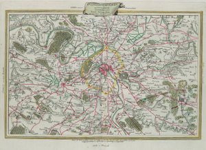 パリの概要、フランスとオルレアンの統治、G。ズリアーニによる彫刻。1776年にヴェネツィアでアントニオザッタが出版したプライベートコレクションの最新アトラスのトメIから取った。 作： G. Zuliani