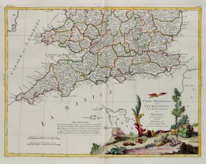 イングランド南部およびウェールズ公国の南部、G。ズリアーニによる彫刻。1778年にヴェネツィアでアントニオザッタが出版したプライベートコレクションの最新アトラスのトメIから撮影。 作： G. Zuliani