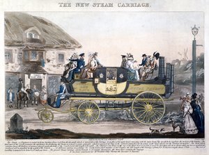 Henry Pyall（1795-1833）1827（色付きのアクアチント）が刻まれた新しい蒸気キャリッジ 作： G. after Morton