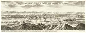 1720年のイラスト-イスパハンから5日旅したペルシャの都市カシャンの展望