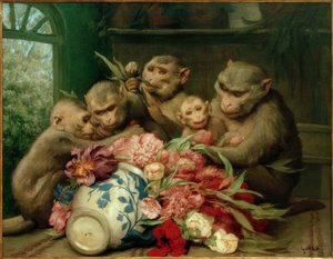 植物学者（花瓶のある猿） 作： Gabriel Cornelius Ritter von Max