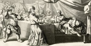 イエスはパリサイ人と一緒に夕食に招待されました。 作： Gabriel Francois Louis Debrie