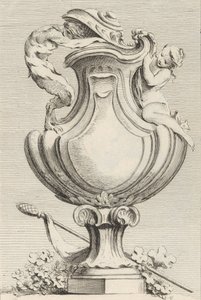 Livre de Vases Book of Vases、プレート 1...、1742-50 からの牧神とニンフの花瓶のデザイン。