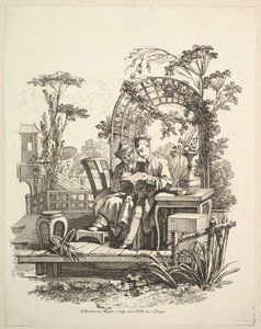 男と女の読書、ca。 1742年。 作： Gabriel Huquier