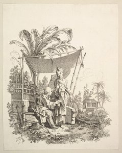 兵士に好奇心を示す女性、ca。 1742年。