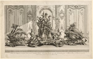Juste-AurèleMeissonierの作品：大きなセンターピースのためのシルバー彫刻プロジェクト...、c。 1735-1737 作： Gabriel Huquier