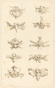テールピースのデザイン: pl. 8 作： Gabriel Huquier after Claude Gillot