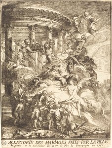 ブルゴーニュ公の誕生時にパリ市によって行われた結婚の寓話 作： Gabriel Jacques de Saint Aubin