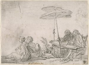 製図工アウトドア 作： Gabriel Jacques de Saint Aubin