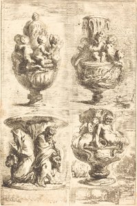 四つの花瓶 作： Gabriel Jacques de Saint Aubin