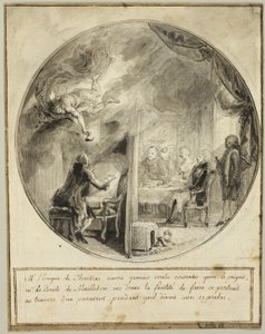 シャルトル司教の肖像画を制作するガブリエル・ド・サントーバン 作： Gabriel Jacques de Saint Aubin