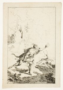 M.サン・ドニに送られたメッセンジャー、M.ベル・アイル、囚人、「Les Nouveaux Voyages aux Indes Occidentales」のプレート3 作： Gabriel Jacques de Saint Aubin