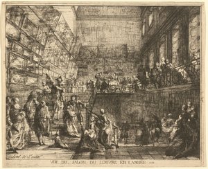 1753 年のサロン デュ ルーヴルの眺め 作： Gabriel Jacques de Saint Aubin