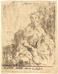 テラスの若い女性 作： Gabriel Jacques de Saint Aubin