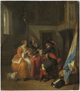 カードゲーム、1655年頃 作： Gabriel Metsu