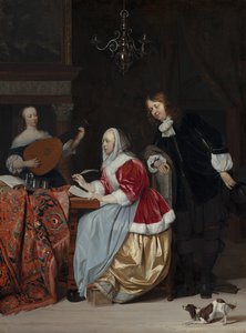 曲を作曲する若い女性 作： Gabriel Metsu