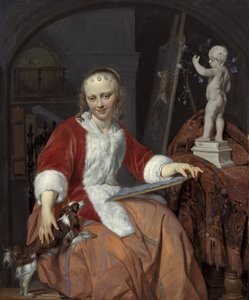画家イザベラ・ド・ヴォルフ（...-1718）の肖像 作： ガブリエル・メツ