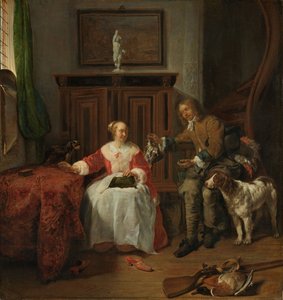 ハンターのプレゼント、1658年から61年頃 作： Gabriel Metsu