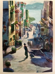 サンファンへの旅、2023年（紙に水彩画） 作： Gabriel Palma