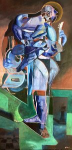 ギタリスト、2021年（油彩、パネル） 作： Gabriel Palma