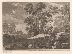 キリストとエマオの晩餐 キリストの生涯の風景のある風景 (シリーズ タイトル) 作： Gabriel Perelle