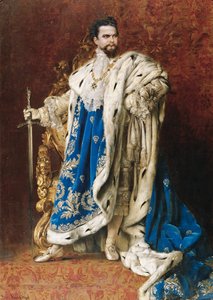 1887年、聖ジョージ騎士団のグランドマスターとしてのルートヴィヒ2世 作： Gabriel Schachinger