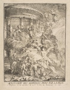 1752年ブルゴーニュ公の誕生でパリ市によって作られた結婚の寓意。 作： ガブリエル・ド・サン・トーバン