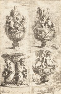 4 つの花瓶、1754 年。 作： ガブリエル・ド・サン・トーバン
