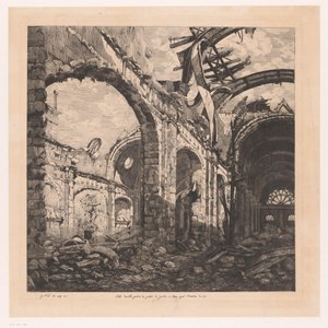 Ruïne van de Salle des Pas Perdus in Paris na de brand van 1871 1871 年の火災後のパリの最高裁判所の Salle des pas perdus (オブジェクトのタイトル) 作： Gabrielle Marie Niel