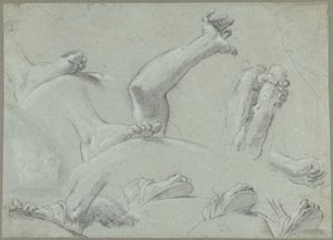 足、手、腕の研究を含むスケッチ シート 作： Gaetano Gandolfi