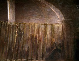 パリジーナ、Gaetano Previati (1852-1920) の絵画、Pietro Mascagni (1863-1945) による同名オペラの第 4 幕の最後のシーン、キャンバスに油彩 作： Gaetano Previati
