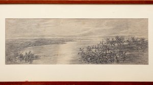 コモ湖の枝（紙に鉛筆） 作： Gaetano Previati
