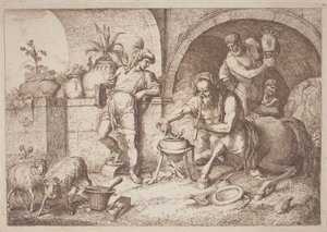アキレスに魔法を教えるキロン 作： Gaetano Zompini, after Giovanni Benedetto Castiglione