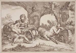 キロン、アキレスに音楽を教える 作： Gaetano Zompini, after Giovanni Benedetto Castiglione