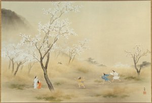 野遊び（野遊び）、1905年頃（紙にインクと色） 作： Gaho Hashimoto