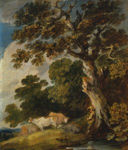 牛と牧夫のいる森の風景 作： Gainsborough Dupont