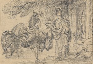 Figures and horses near a doorway   1443206   ja       japanese Successfully Translated  Original: Portrait of Saint Thomas Aquinas (Thomas Aquinas or Tommaso dAquino) (1228 - 1274), Italian theologian and philosopher Engraving Private Collection Translat: 作： Gainsborough Dupont