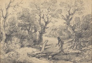 歩道橋に人影のある風景 作： Gainsborough Dupont