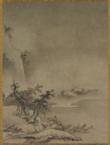 雨の中を歩く中国の使用人、1500年代。 作： Gakuo Zokyu