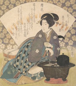 花魁茶を飲む、カリフォルニア。 1830年。 作： Gakutei