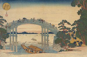 安治川に架かる石橋、大阪、1838年。 作： Gakutei