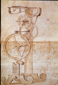 時計......イタリアの天文学者・物理学者であるガリレオ・ガリレイ（1564-1642）が1638年に時間を測るために研究した振り子を計量したもの。図面。フィレンツェ、国立図書館 作： Galileo Galilei