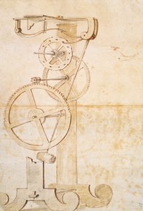 ガリレオの振り子時計の図面、ガリレオ・ガリレイ（1564-1642）の手稿、85gal、f 50 r. 作： Galileo Galilei