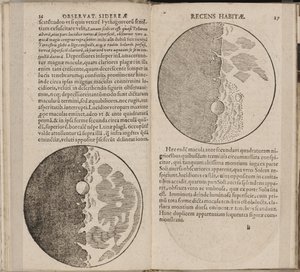 本のリーフSidereus Nuncius Sidereal Messenger by Galileo Galilei、1610 作： Galileo Galilei